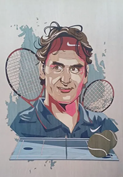 Marquetry — Tennis Champion Portrait main